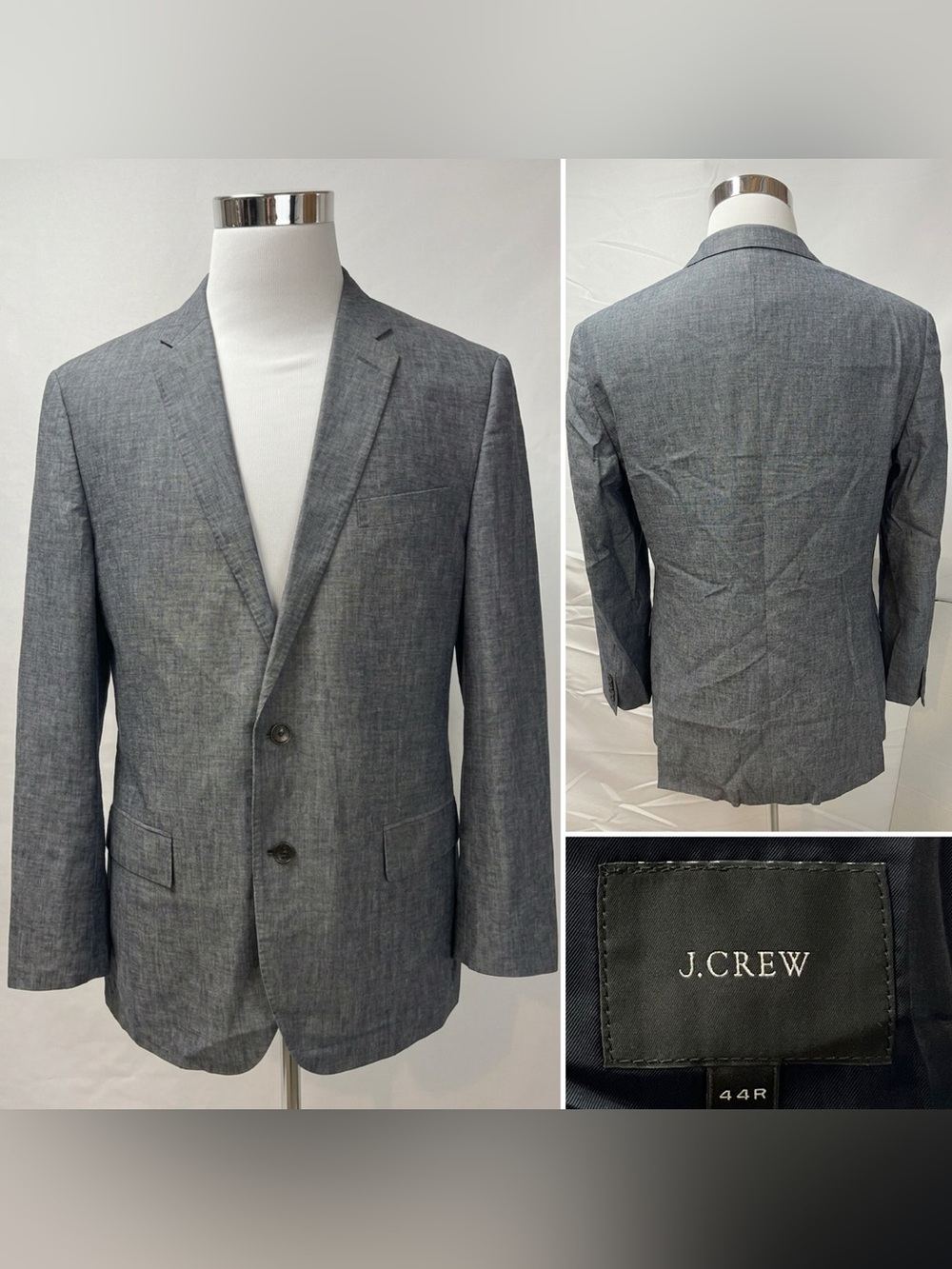 J. Crew Men’s 44R Ludlow Cotton Chambray Blazer Jacket Sport Coat